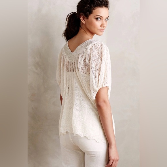 ANTHROPOLOGIE Knitted & Knotted SM 2 PIECE Cille Pullover Beaded Silver Lace Top - Picture 3 of 16